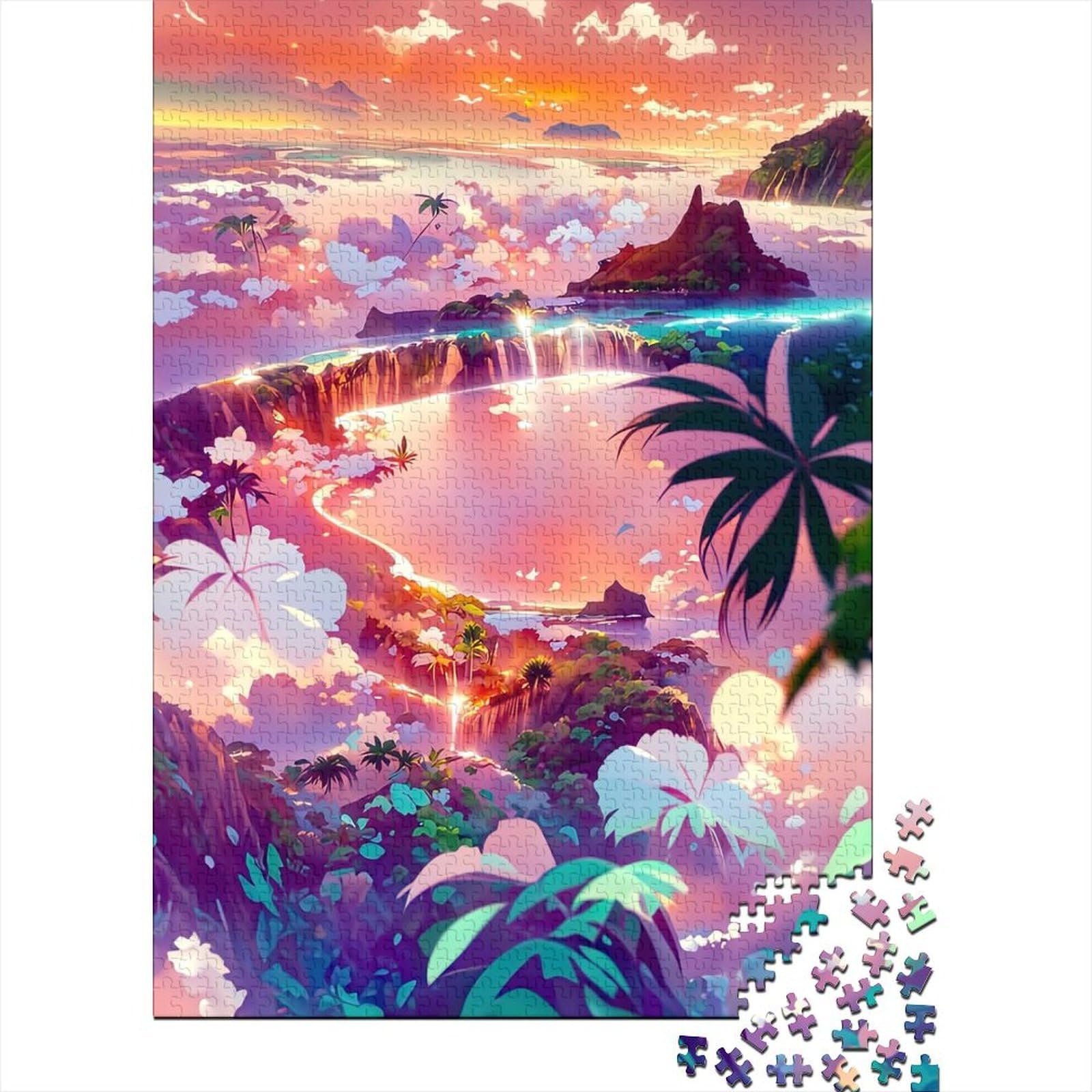 Kunstpuzzle für Erwachsene 1000 Teile, farbenfrohe Traumlandschaft, Holzpuzzle für Teenager, Geschenke, Lernspielzeug, Familienspiele 29,53x19,69 Zoll