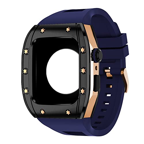 KANUZ Edelstahl-Gehäuse für Apple Watch Serie 8, 45 mm, Armbandzubehör, DIY-Modifikationsset, Abdeckung für iWatch 7, 6, SE, 5, 4,44 mm (Farbe: T, Größe: 45 mm für Serie 8)