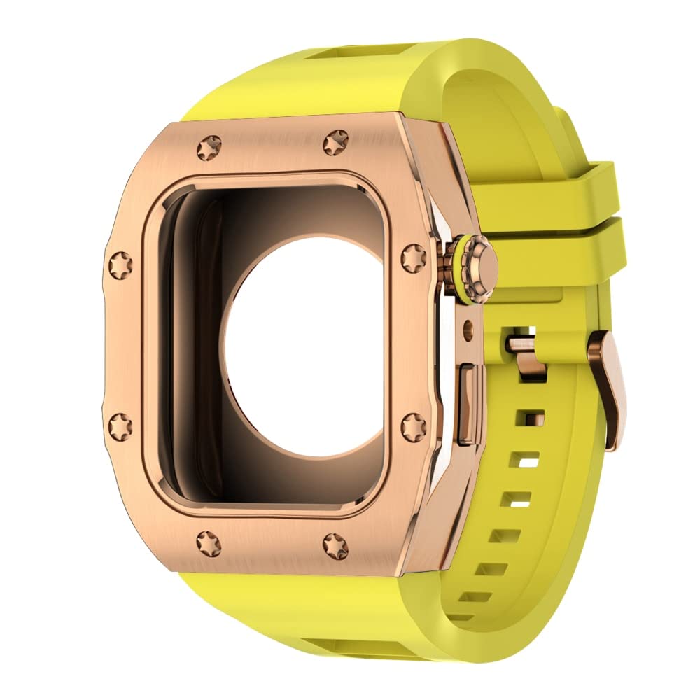 KANUZ Modifikations-Mod-Kit für Apple Watch, Armband 8, 7, 44 mm, 45 mm, Silikonband, Metallrahmen, Zubehör für iWatch Serie 6, 5, 4 SE (Farbe: N, Größe: 45 mm für 8/7)