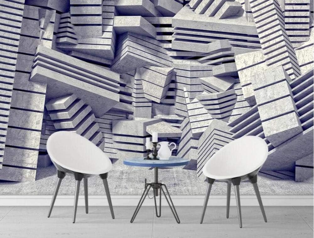 Geometrischer Industriezement Kubisch 3D Tapete Poster Restaurant Schlafzimmer Wohnzimmer Sofa TV Dekorative Wand-200cm×140cm