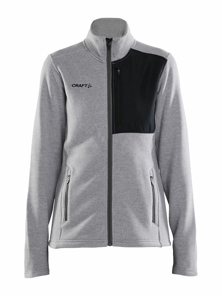 Craft ADV EXPLORE HEAVY FLEECE JACKET | Fleecejacke Damen XXL | Grey Melange-Black | Gebürstete Innenseite | Brusttasche mit Reißverschluss | Sweatjacke Herren | Activewear für Herren