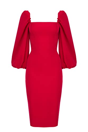 Swing Fashion Women's Giselle | Rot Bleistiftkleid | Damen Etuikleider | Festliches Abendkleid | Partykleid | Cocktailkleider | Sexy Tailliertes Enges Kleid 36 (S)