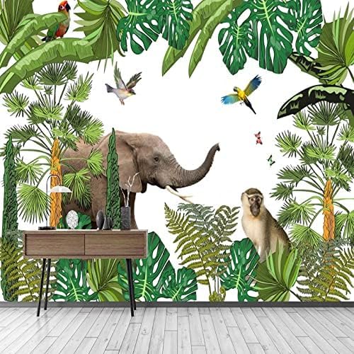 XLMING Vintage Botanischer Elefant Tier 3D Tapete Home Dekoration Wohnzimmer Sofa Schlafzimmer Tv Hintergrund Wand-350cm×256cm