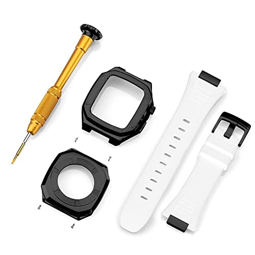 TONECY Edelstahl-Armband für Apple Watch, Modifikation, 45 mm, 44 mm, 41 mm, Metall-Mod-Kit-Set für iWatch Serie 7, 6, SE, 5, 4, 3, 2, 1 (Farbe: 24, Größe: für iWatch 44 mm)