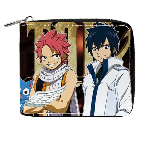 RYNDEX FAI-ry TA-il Geldtasche Anime, PU-Leder Münzbörsen mit Reißverschluss, Mädchen Geldtasche mit Münzfach und Geldscheinfach(Color:Multicolor 9)