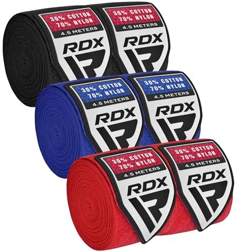 RDX Boxbandagen MMA Innenhandschuhe Elastisch Faustschutz 4,5 Meter Bandagen Mitts Muay Thai (Packung mit 3 Paare)