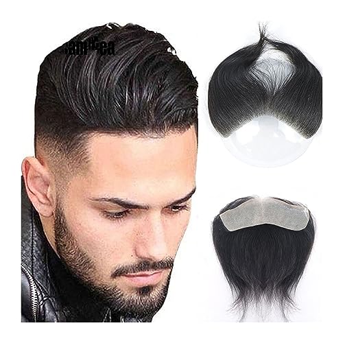 Toupet für Männer Haarersatz Systeme Männer-Toupet for glattes Haar, V-Stil, frontaler Haaransatz for Männer, 100% Remy-Echthaar, 0,06 mm, ultradünne Haut, PU-Basis, Herren-Kapillarprothese Perücke M