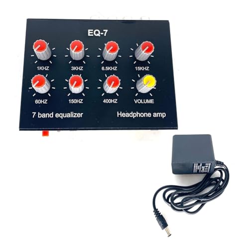 Fcuajdkq EQ-7 Audiosignal-Headset-Verstärker 7-Band-EQ-Equalizer 2-Kanal-Digital-Sound-Equalizer +12-V-Netzteil EU Stecker