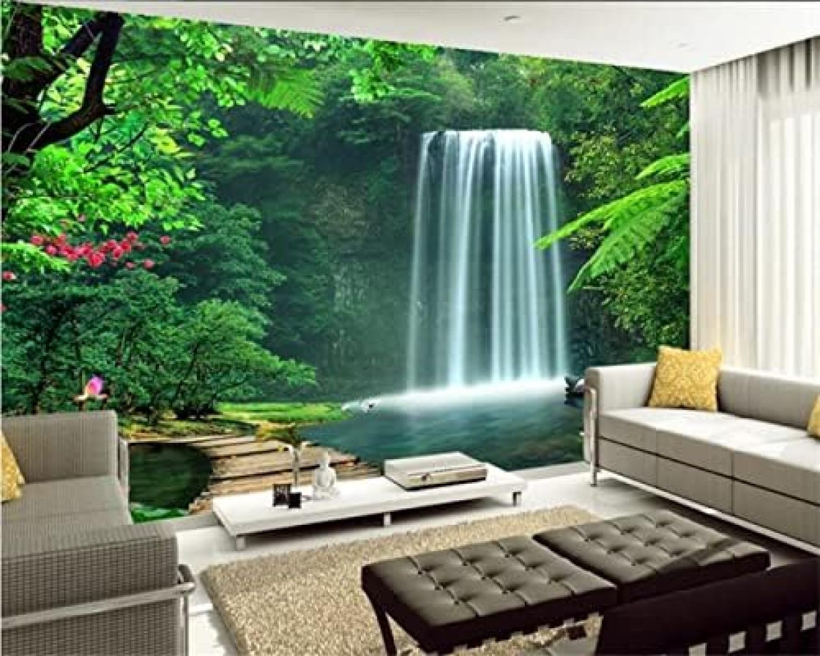 XLMING Qingliu Fliegender Wasserfall Naturkulisse Wasserfall 3D Tapete Wohnzimmer Sofa Schlafzimmer Esszimmer Home Dekoration Wand-300cm×210cm