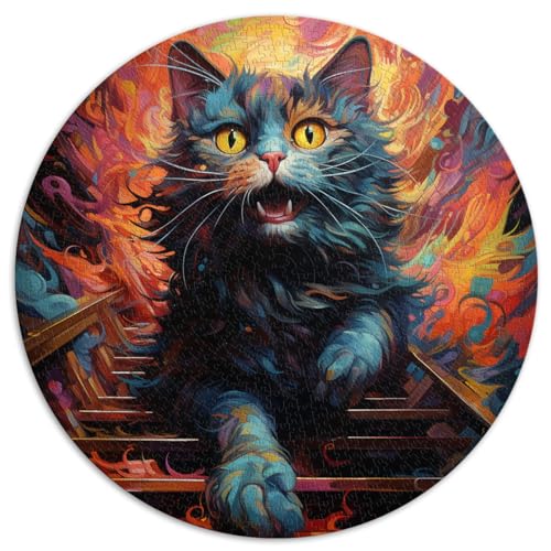 Puzzlespiel „Katze geht die Treppe hinunter“, lustiges Puzzle für Erwachsene, 1000 Teile, 67,5 x 67,5 cm, Lernpuzzle, anspruchsvolles Spielspielzeug