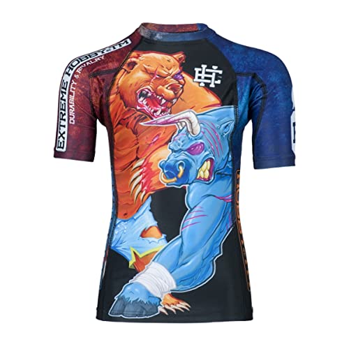 EXTREME HOBBY Kurzarm Rashguard Kinder Tshirt, Trikot Kinder, Shortsleeve Thermoaktiv und Leicht, Sportoberteile Kinder für Wrestling, MMA, Boxen, Funktionsshirt