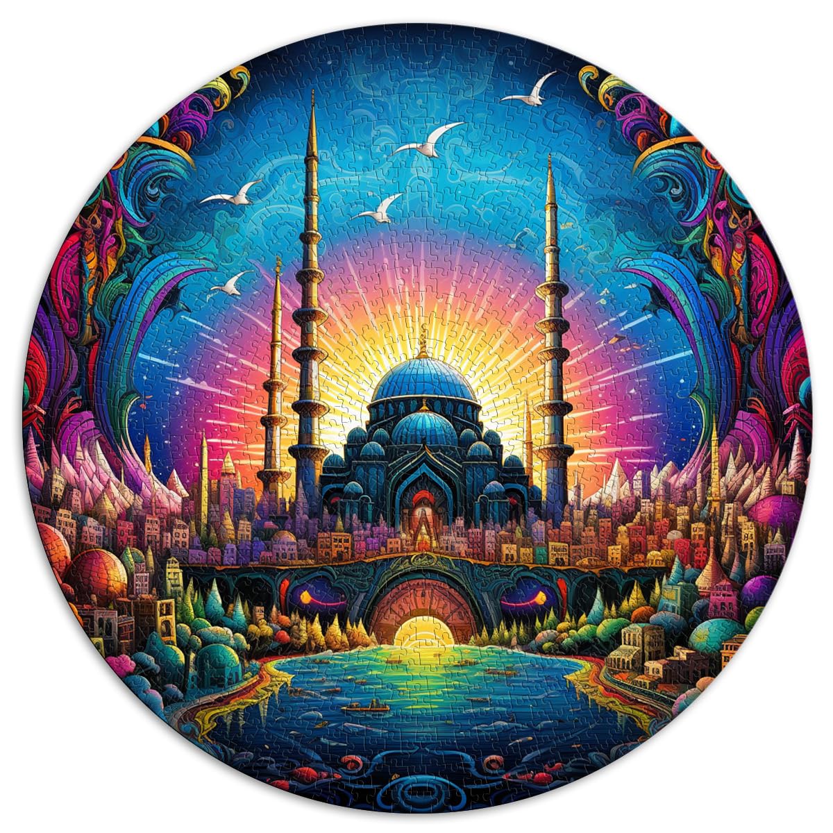 Puzzle Blaue Moschee in Konstantinopel, Türkei, 1000-teiliges Puzzle für Erwachsene, 26,5 x 26,5 Zoll, lustige Familienpuzzles als Geschenkidee