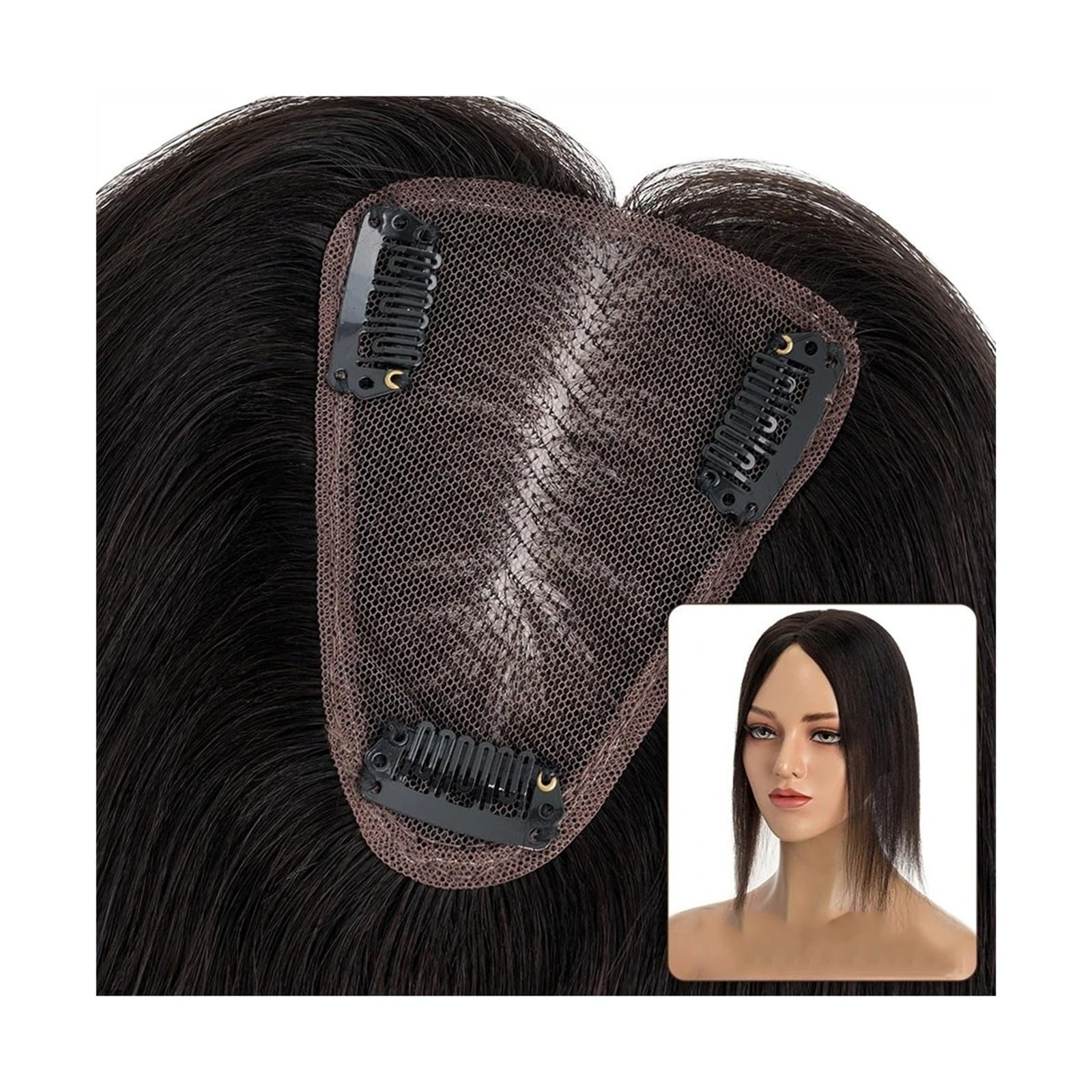 Haartopper für Frauen Haar-Topper, 8 x 10 cm, handgefertigt, feine Mono-Basis, Damen-Topper, Clip-in-Echthaarverlängerungen, 6–14 Zoll, glattes Haar, Einzelknoten, Mono-Haarteil Haarteil Topper Toupet