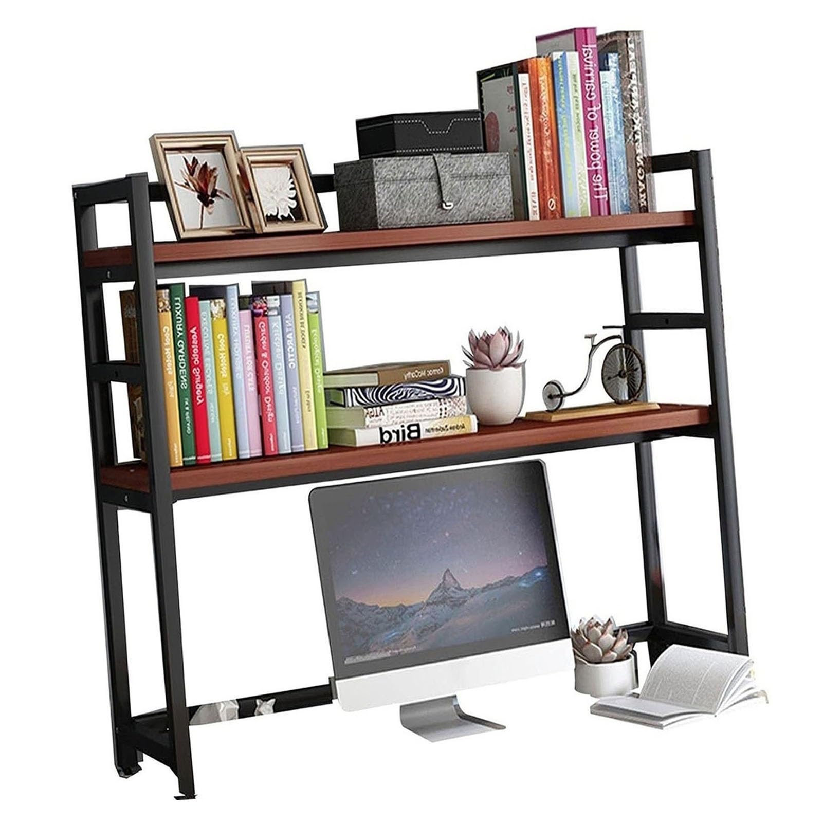 Schreibtisch-Bücherregal für Computertisch - Schreibtisch-Bücherregal für Computertisch, verstellbares Schreibtisch-Organizer-Rack, DIY-Schreibtisch-Displayregal, Schreibtisch-Druckerständer, offene