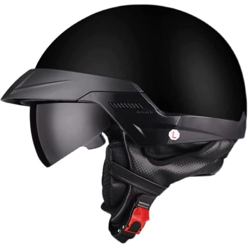 BYFHHHH Motorrad-Halbhelm, ECE-Geprüfter Motorradhelm Rollerhelm Mit Unisex-Jethelm Halbhelm Rollerhelm, Mit Sonnenblende Abnehmbarem Futter, Für Fahrradroller A,M=57~58CM