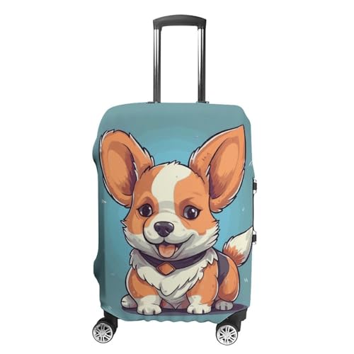 CSGJMYGS Reisegepäckabdeckung, elastisch, waschbar, modisch, kratzfest, niedlicher Corgi-Cartoon-Koffer-Schutz, passend für 45,7 - 81,3 cm Gepäck, Stil 5, XL