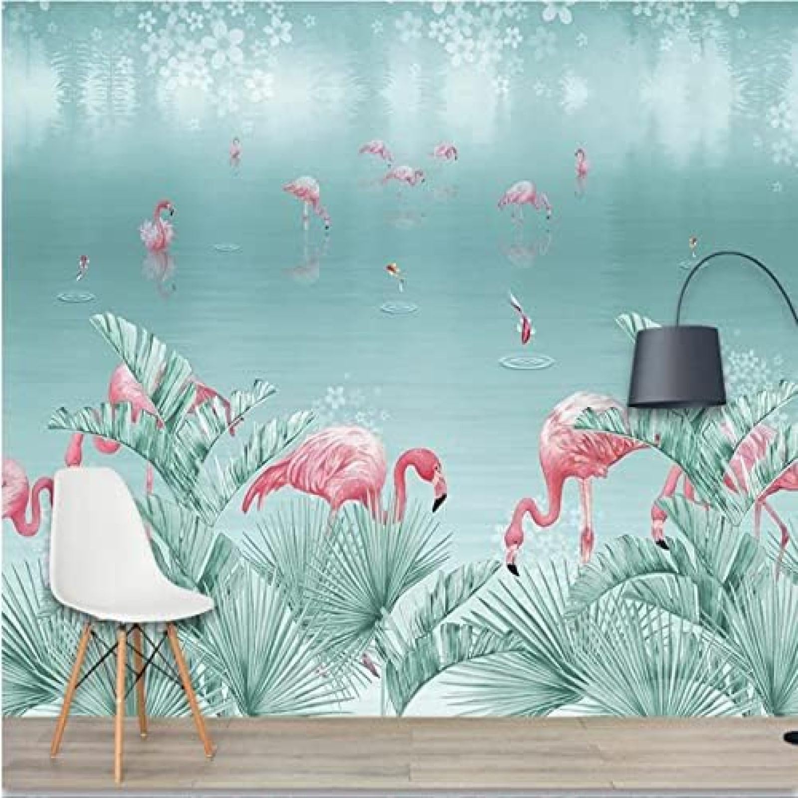 XLMING Handbemalte Pflanze Flamingo 3D Tapete Wohnzimmer Sofa Schlafzimmer Esszimmer Home Dekoration Wand-200cm×140cm