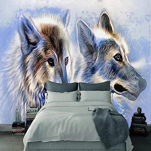 XLMING Ölgemälde Eines Wolfes 3D Tapete Home Dekoration Wohnzimmer Sofa Schlafzimmer Tv Hintergrund Wand-300cm×210cm