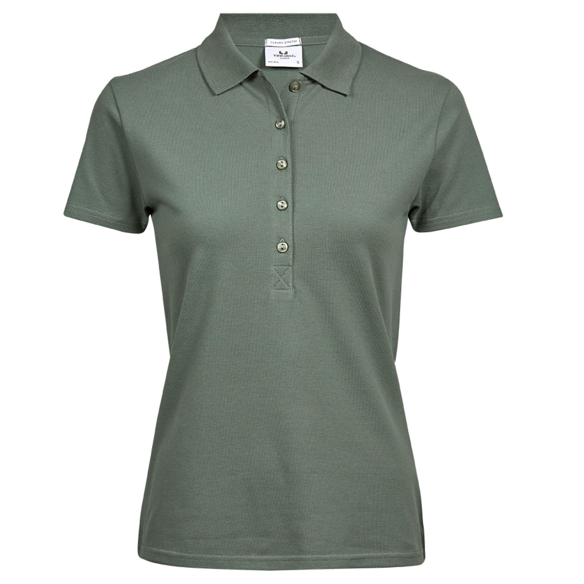 Tee Jays Damen Luxury Stretch Polo-Shirt, Kurzarm (M) (Blattgrün)