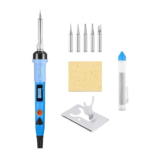 WLLKIY 80W Digitales Lötkolben-Set Elektrischer Lötkolben Mit EIN-/Ausschalter Messer Entlötpumpe Lötkolben-Werkzeuge Sicher Und Stabil(S6-3 Set)