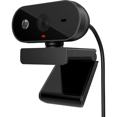 HP - PC Webcam 320 FHD, kompatibel mit Chrom, automatischer Lichtkorrektur, integriertes Mikrofon, Halterung mit 360° schwenkbarem Clip, schwarz