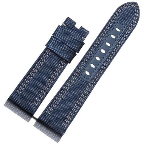 THBGTCNQ Nylon-Canvas-Armband, 22 mm, 24 mm, 26 mm, geeignet for Smartwatches, Quarzuhren, schwarzes blaues Armband, schnelle Demontage und Austausch des Armbands(Blue-no clasp,24mm)