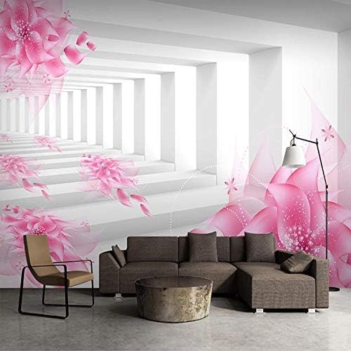 Fototapeterosa Blumen 3D Erweiterung Raum Tv Hintergrund Wandmalerei Tapete Wohnzimmer Dekoration TV Wandbild Tapete Wohnzimmer die fototapete 3d Vlies wandbild Schlafzimmer-250cm×170cm