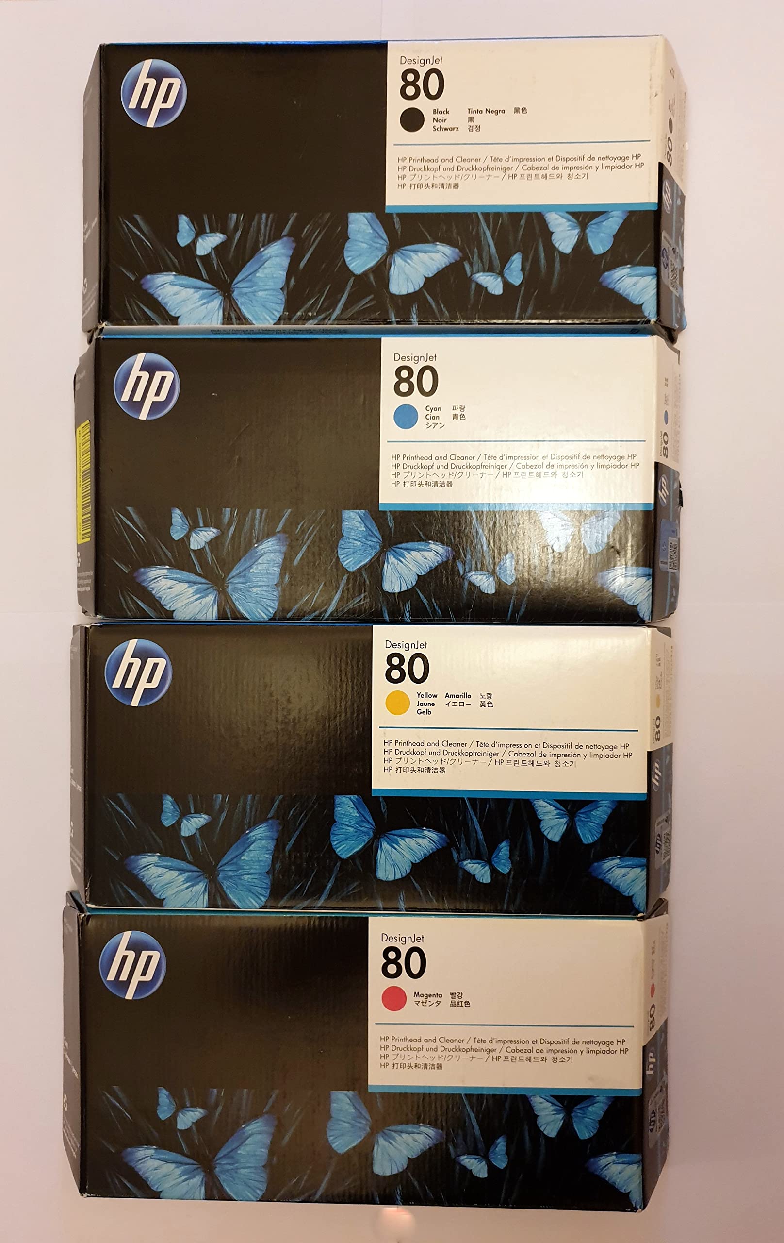 HP Original 80 Druckkopf Set schwarz, Cyan, Magenta, gelb Druckköpfe DesignJet 1050c, 1055C c4820A, c4821A, c4822A, c4823A (Garantiedatum überschritten)