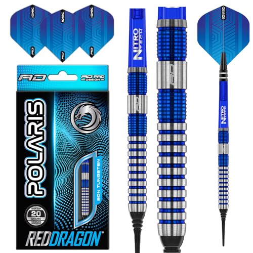 RED DRAGON Polaris Softip: 20 Gram Wolfram Professional Darts Set mit Flights and Nitrotech Shafts (Stems)