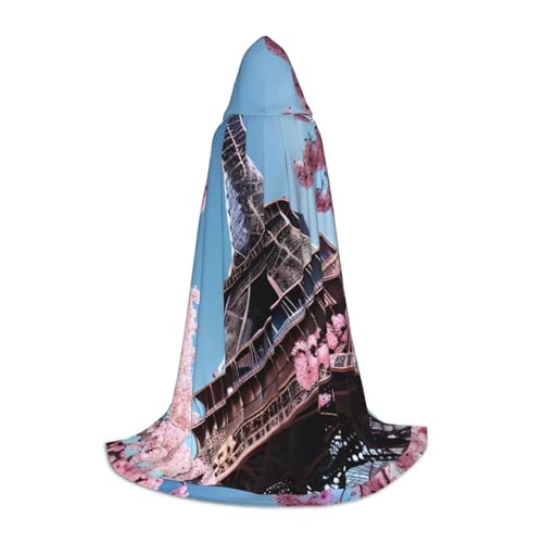 Ölgemälde Paris Eiffelturm Druck Unisex Halloween Kapuzenumhang für Cosplay Umhang Halloween Rollenspiel Hexe Gothic