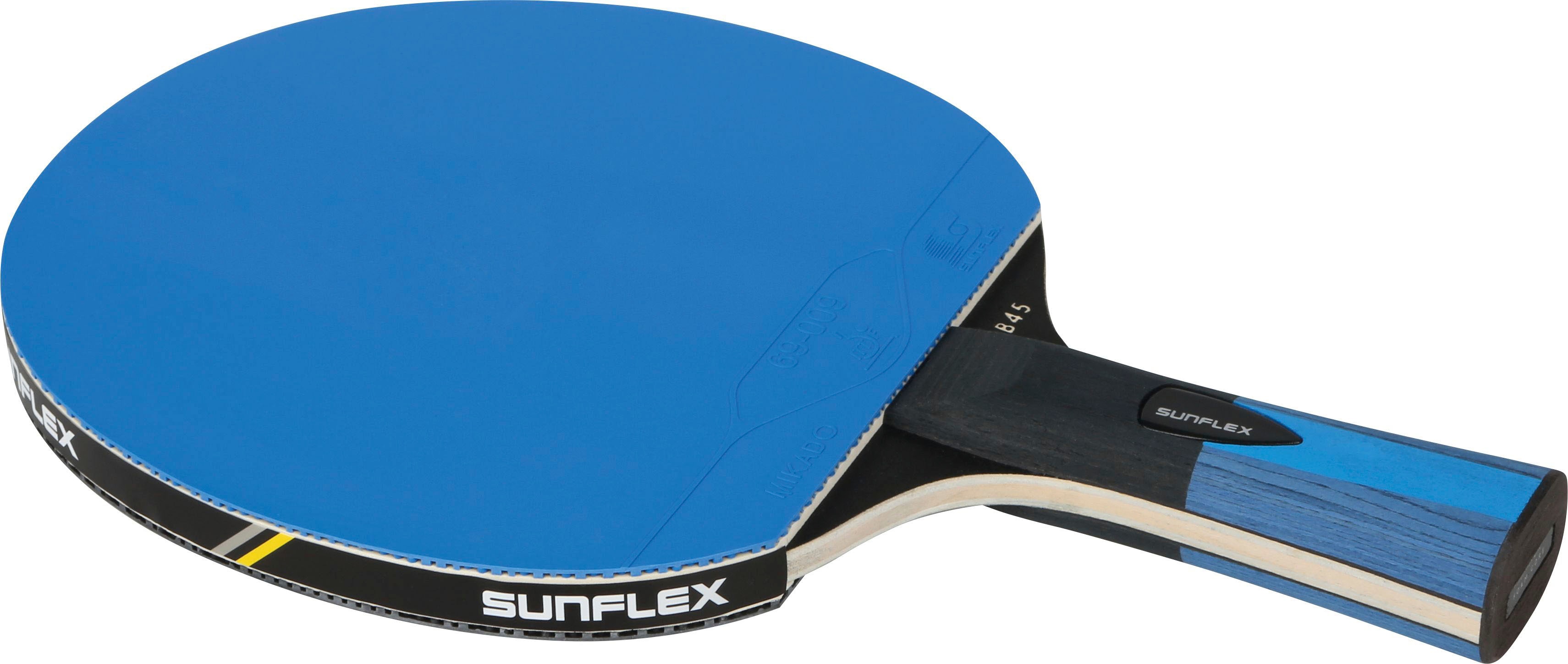 Sunflex® Color COMP B45 Tischtennisschläger | Wettkampfschläger | konkaver Griff | ITTF zertifizierter Blauer Belag | für Profis & Vereinsspieler