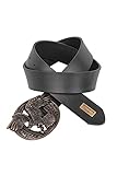 Cipo & Baxx Herren Leder Gürtel Belt Accessoire Design Ausgefallen Schließe CG200 Schwarz Gr.85