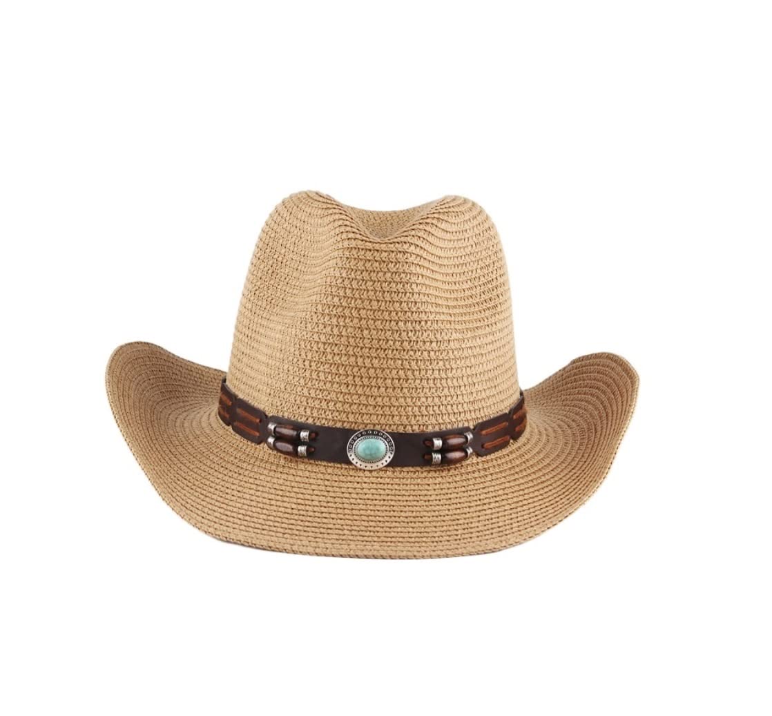 YIHANSS Sonnenhut Strandhut Bullenkopf Cowboyhut Herren und Damen Western Strandhut Faltbarer Cowgirlhut Strohhut Hüte