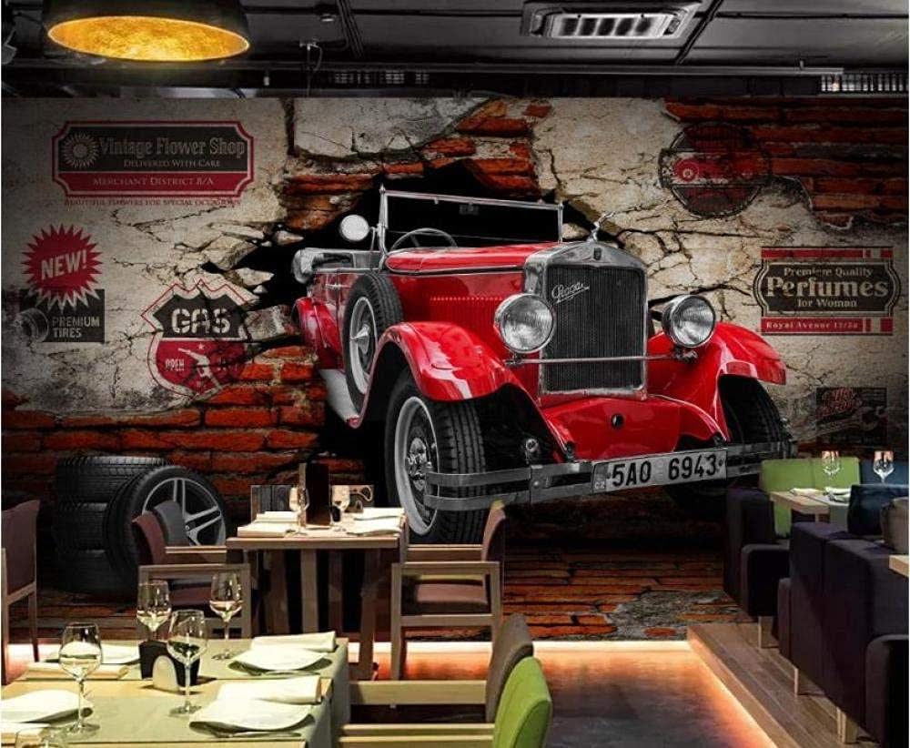 ZZXIAO Vlies Tapeten Poster 3D Stereo Oldtimer Oldtimer Oldtimer Defektes Auto Essen Motel Restaurant Dekoratives Wan fototapete 3d effekt tapete Wohnzimmer Schlafzimmer Hintergrundbild-300cm×210cm