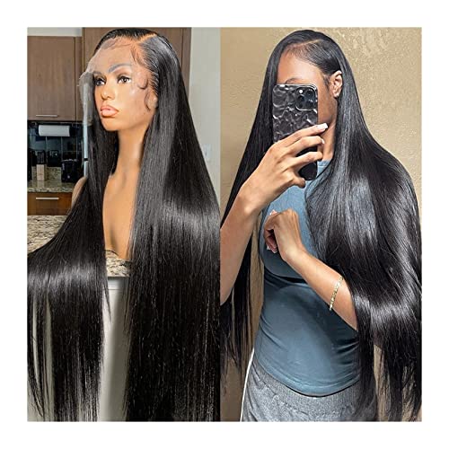 Perücken Lace Frontal Echthaarperücke vorgezupft 8-40" lange gerade transparente Spitzenperücken mit Babyhaar HD seidiges glattes Remy-Haar Spitzenperücken for schwarze Frauen Damenperücke (Color : 4