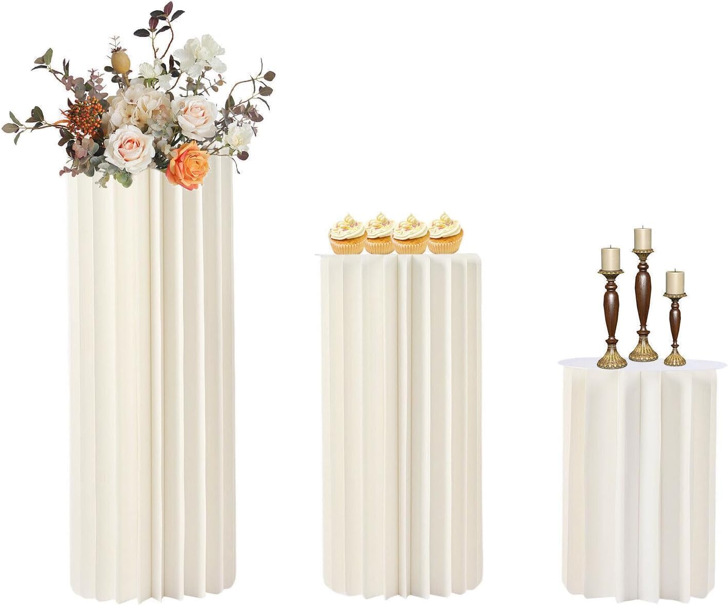 Hochzeits-Tafelaufsätze aus Pappe – Set mit 3 Blumenvasen, Blumenständer für Party-Tischdekorationen – elegante, große Hochzeitsdekoration, Tisch-Zylinder-Tafelaufsätze