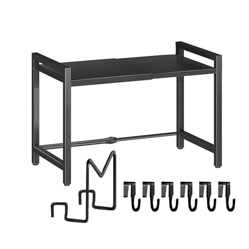 Erweiterbare Küchenregal Für Die Mikrowelle Mit Haken Stabiler Ständer Aus Karbonstahl Für Töpfe Und Pfannen Großes Fassungsvermögen