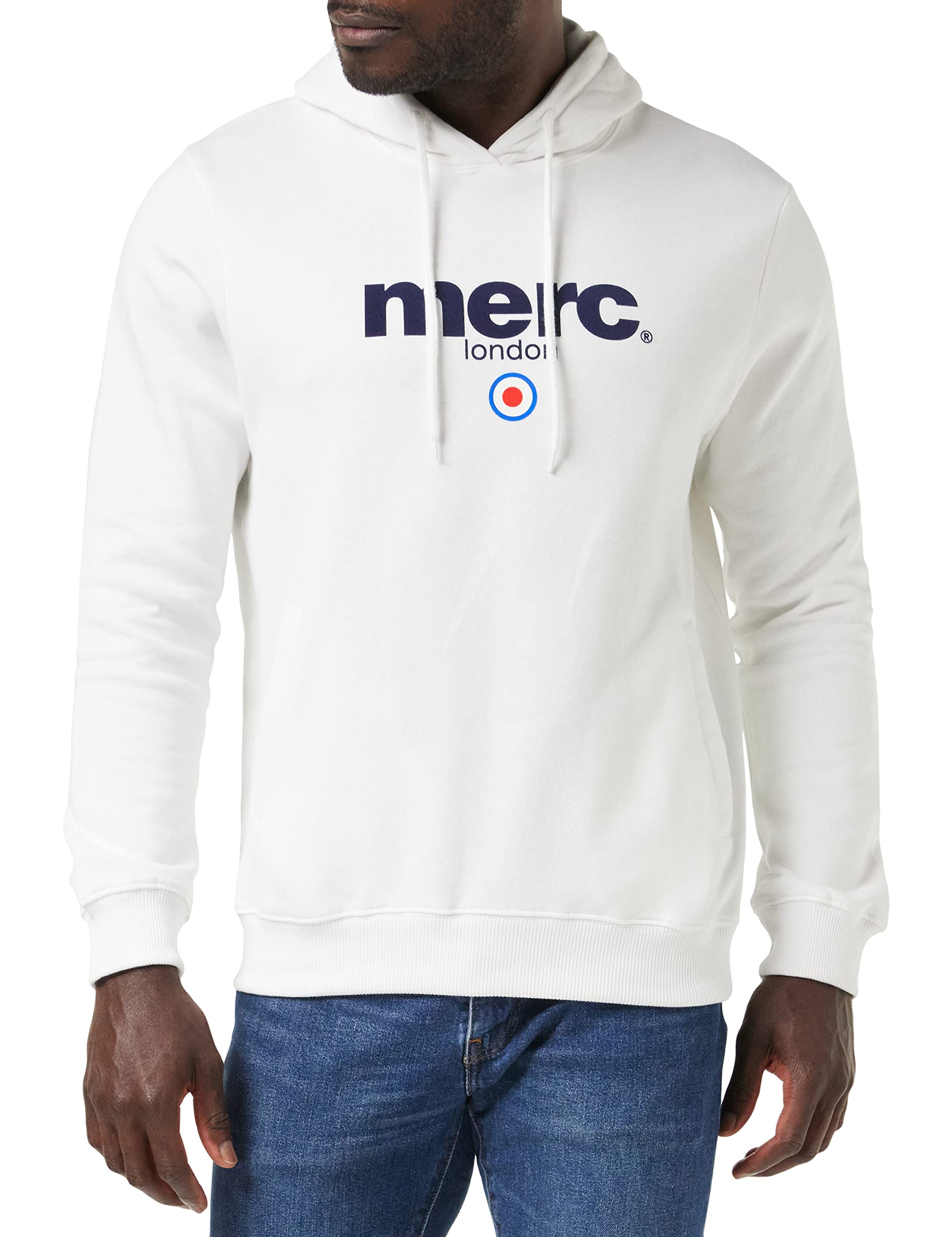 Merc of London Herren Kapuzenpullover PILL, Hooded Sweatshirt, Einfarbig, Weiß (White), M