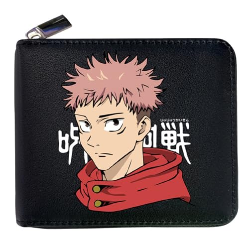 RYNDEX Jujut-su Kais-en Anime Wallet, Spaß Süß Kawaii Kartenetui mit Münzfach, Reise-Kulturbeutel für Ausweis Banknote Münze Foto(Color:Black 9)