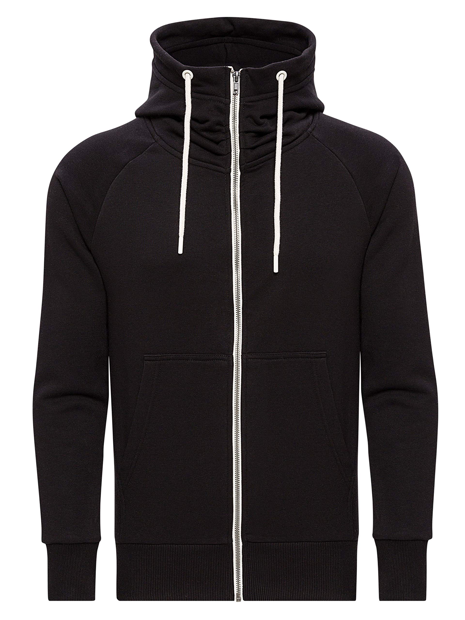 WOTEGA Zipper Hoodie Schwarze Jacke Herren Übergangsjacke Hoody Männer Kapuzen Sweatjacke Zip Pullover Flash, Schwarz (Black 2R194008), XS