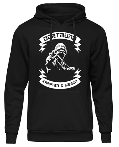 UGLYSHIRT Dortmund Kämpfen & Siegen Herren Kapuzenpullover | Support Hoodie Stadt Sport Pullover Fussball Herren Ultras | M2 Schwarz (XXL)