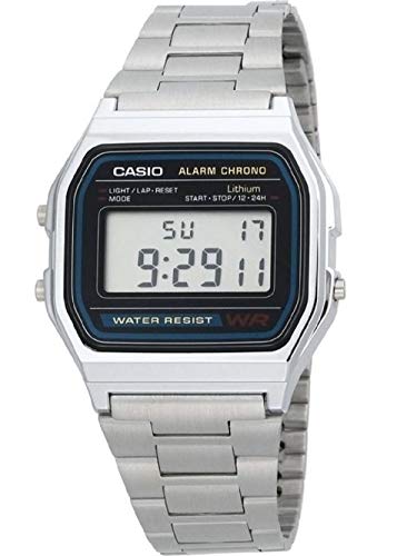 Casio a158wa-1df – Uhr für Männer, Metall-Armband Silber