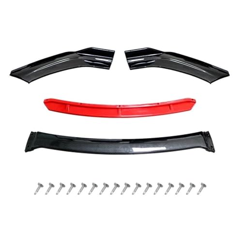 Splitter 4 STÜCKE ABS Kunststoff Kohlefaser Universal Autozubehör Auto Frontstoßstange Lip Body Kit Spoiler Splitter Diffusor Splitter Frontlippe(Carbon and red)