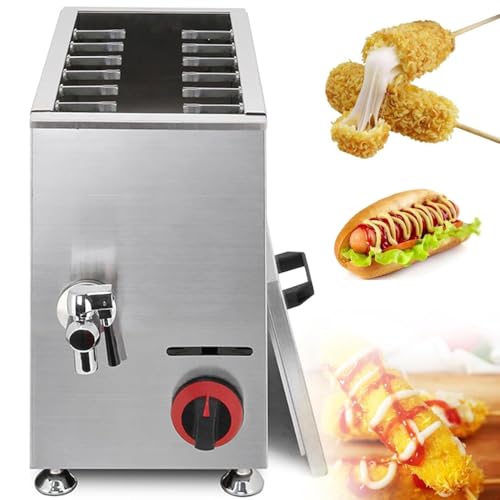 Qiang Corn-Dog-Friteuse – Kommerzielle Lpg-Gas-Friteuse,21-L-Käse-Hotdog-Sticks-Friteuse Mit Einstellbarer Temperatur Für Restaurant,Geschäft,Zuhause,Snackbar