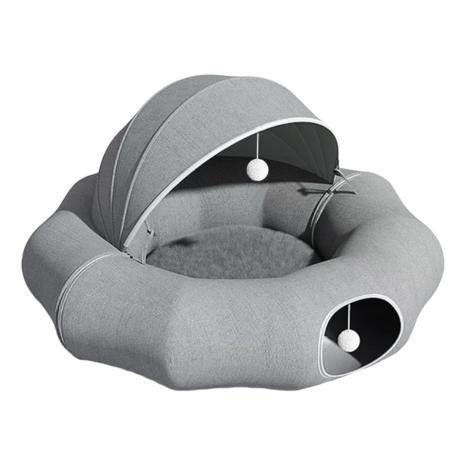 Katzentunnelbett, Katzentunnel mit Katzenbett für Indoor-Katzen, abnehmbares Donut-Design, Katzenspielplatz-Spielzeug, ansprechendes Haustier-Spiel-Tunnel-Spielzeug, perfekt für Katzen, Kätzchen, für