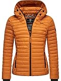 MARIKOO Damen leichte Übergangsjacke Steppjacke mit Kapuze Samtpfote Rusty Cinnamon Gr. M