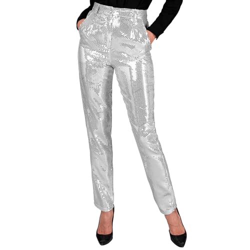 Widmann - Party Fashion Paillettenhose für Damen, Disco Fever, Schlagermove, Damenhose