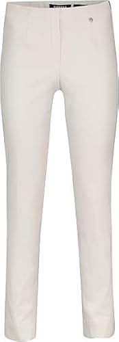 Robell Style Marie - Stoffhose Damen high Waist - Damenhose Power Stretch - Bengaline Stoff Hose mit Schlitz am Saum - Bitte eine Größe Kleiner bestellen - Sand, 38