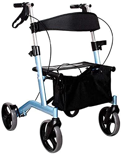 Rollator Walker Lauflernhilfe Ältere Gehhilfe Vierradhilfe in Aluminiumsitz und Einkaufskorb Faltbare Gehhilfen für ältere Menschen Gehhilfen mit Bremsen Sehnsucht nach Vorwärtslauf