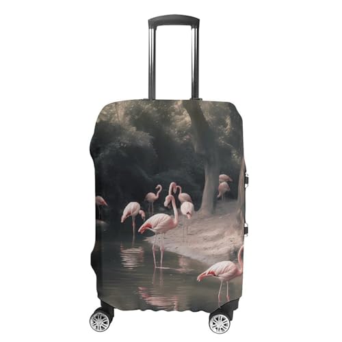 CSGJMYGS Reisegepäckabdeckung, elastisch, waschbar, modisch, kratzfest, Motiv: Blumen und Schmetterlinge, Koffer-Schutz, passend für 45,7 - 81,3 cm Gepäck, Rosa Flamingo, XL